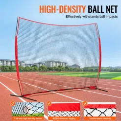 VEVOR Barricade Backstop Net, 12x9 ft Ball Sports Barrier Netting, Portable Practice Equipment with Carry Bag, Protection Screen for Baseball Softball Lacrosse Soccer Hockey Training, for Backyard