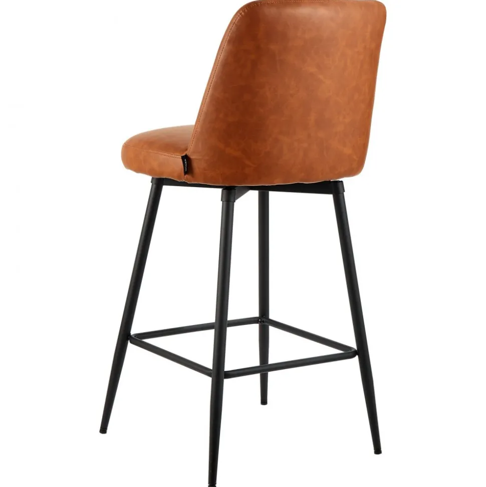 VEVOR Bar Stool Set of 4, 27 inch Counter Height Stools, Modern PU Leather Counter Barstool with Backrest, Metal Legs, Easy Assembly Armless Bar Chair, Island Barstool for Kitchen, Dining Room, Brown