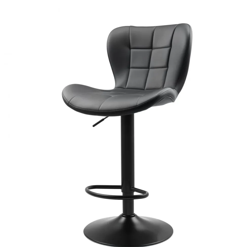 VEVOR Bar Stool Set of 2, Modern PU Leather Counter Height Stools, Swivel Kitchen Barstool with Back and Footrest, Height Adjustable Armless Bar Chair, Island Barstools for Kitchen, Dining Room, Black