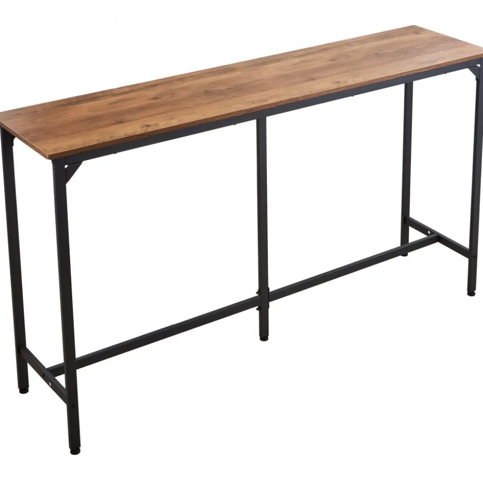 VEVOR Bar Table, 1PCS 63″ Kitchen Bar Table, Tall Dining Tables with Rounded Edge, Rectangular High Top Kitchen Tables for Balcony, Living Room, Light Brown, Black, Extended Horizontal Design