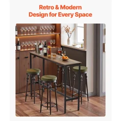 VEVOR Bar Table, Sturdy Metal Frame High Top Pub Table, Narrow Long Kitchen Dining, Cocktail Counter Bar Height Desk, Easy to Assemble, 55x15x39 in, for Living Room Party, Rustic Brown and Black