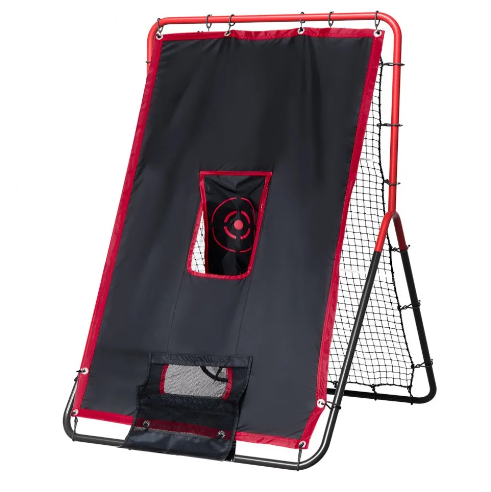 VEVOR Baseball And Softball Rebounder Net, 3.5 x 4.5 ft 2-in-1 Switch Hitter Pitch Trainer, PitchBack Baseball Pitching Return Trainer Nest, Bounce Back Net for Fielding/Throwing Practice