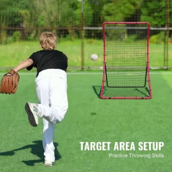 VEVOR Baseball And Softball Rebounder Net, 4 x 5.5 ft PitchBack Baseball Pitching Nest, Pitch Return Trainer Rebound Net with Pitching Target, All Angle Fielding Rebound Net for Grounders Pop Flies