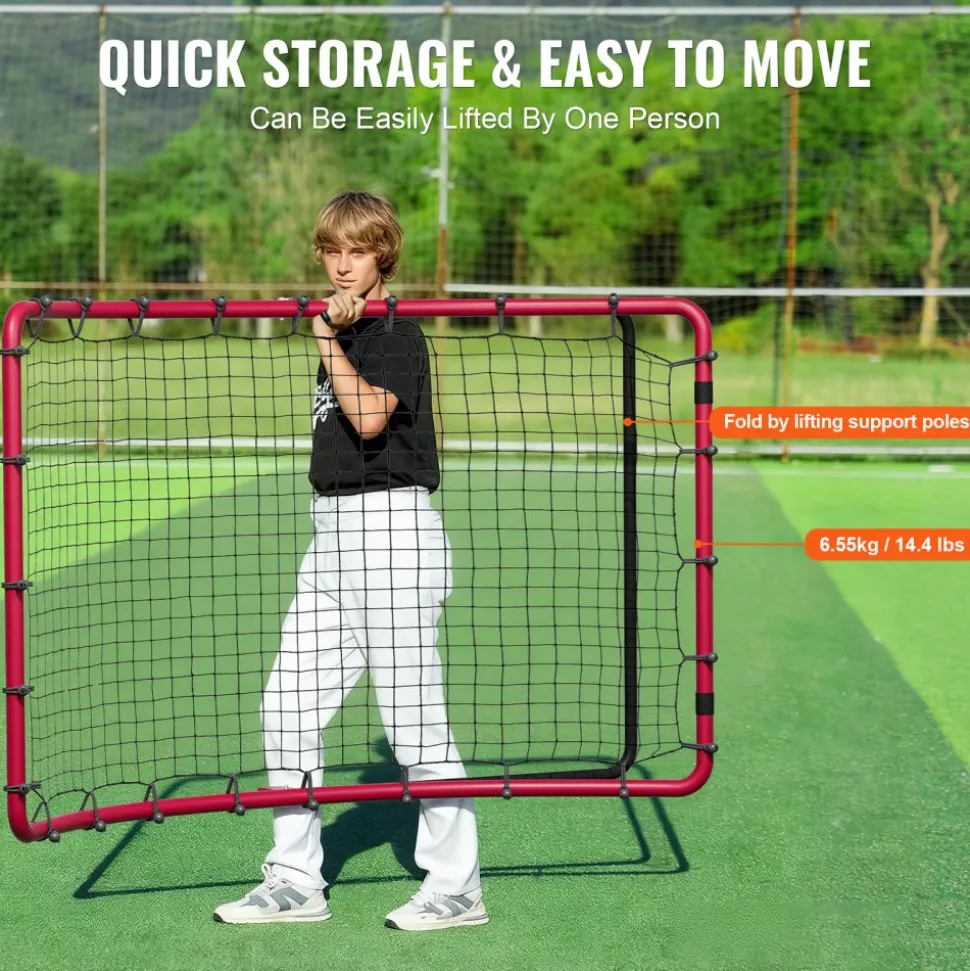 VEVOR Baseball And Softball Rebounder Net, 4 x 5.5 ft PitchBack Baseball Pitching Nest, Pitch Return Trainer Rebound Net with Pitching Target, All Angle Fielding Rebound Net for Grounders Pop Flies