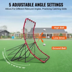 VEVOR Baseball And Softball Rebounder Net, 4 x 5.5 ft PitchBack Baseball Pitching Nest, Pitch Return Trainer Rebound Net with Pitching Target, All Angle Fielding Rebound Net for Grounders Pop Flies