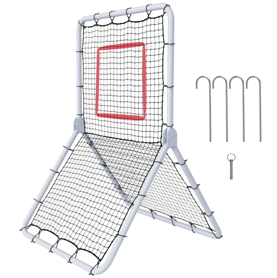 VEVOR Baseball And Softball Rebounder Net, 3.5 x 6 ft PitchBack Baseball Pitching Nest, Softball Pitchback Net, Fielding Trainer, Bounce Back Net for Fielding/Throwing Practice, 5 Adjustable Angles