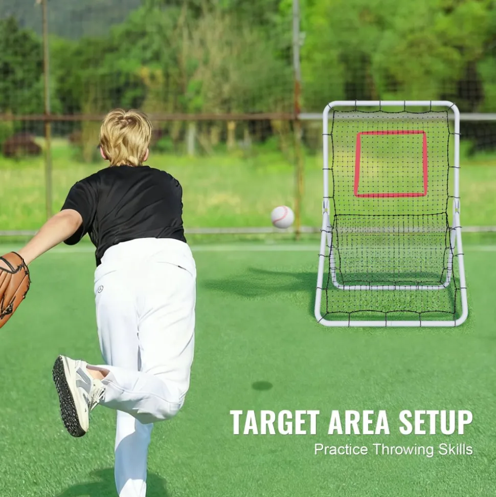 VEVOR Baseball And Softball Rebounder Net, 3.5 x 6 ft PitchBack Baseball Pitching Nest, Softball Pitchback Net, Fielding Trainer, Bounce Back Net for Fielding/Throwing Practice, 5 Adjustable Angles