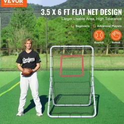 VEVOR Baseball And Softball Rebounder Net, 3.5 x 6 ft PitchBack Baseball Pitching Nest, Softball Pitchback Net, Fielding Trainer, Bounce Back Net for Fielding/Throwing Practice, 5 Adjustable Angles