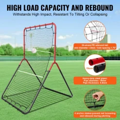 VEVOR Baseball And Softball Rebounder Net, 3 x 4.5 ft PitchBack Baseball Pitching Nest, 3-Way Baseball, Softball Pitchback Net, Fielding Trainer, Bounce Back Net for Fielding/Throwing Practice