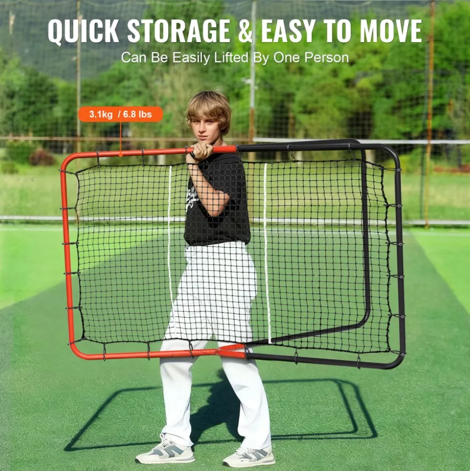 VEVOR Baseball And Softball Rebounder Net, 3 x 4.5 ft PitchBack Baseball Pitching Nest, 3-Way Baseball, Softball Pitchback Net, Fielding Trainer, Bounce Back Net for Fielding/Throwing Practice