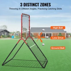 VEVOR Baseball And Softball Rebounder Net, 3 x 4.5 ft PitchBack Baseball Pitching Nest, 3-Way Baseball, Softball Pitchback Net, Fielding Trainer, Bounce Back Net for Fielding/Throwing Practice