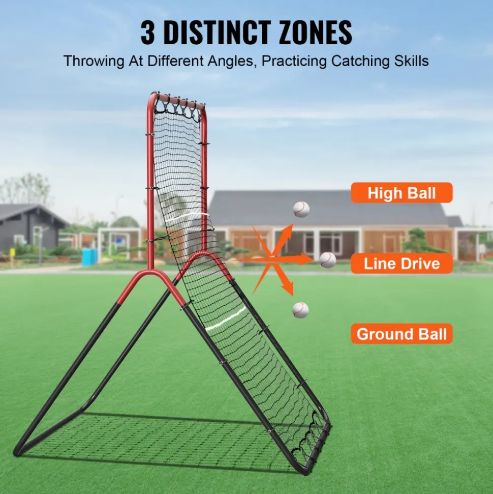 VEVOR Baseball And Softball Rebounder Net, 3 x 4.5 ft PitchBack Baseball Pitching Nest, 3-Way Baseball, Softball Pitchback Net, Fielding Trainer, Bounce Back Net for Fielding/Throwing Practice