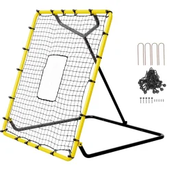 VEVOR Baseball And Softball Rebounder Net, 4 x 4.5 Feet PitchBack Baseball Nest for Pitching and Fielding Training, Pitch Return Trainer Rebound Net with Pitching Target, 4 Adjustable Angles