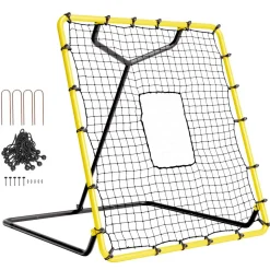 VEVOR Baseball And Softball Rebounder Net, 4 x 4.5 Feet PitchBack Baseball Nest for Pitching and Fielding Training, Pitch Return Trainer Rebound Net with Pitching Target, 4 Adjustable Angles