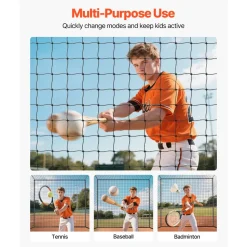 VEVOR Baseball Batting Cage, 35.0 x 10.5 x 10.2 FT Freestanding Portable Batting Cage, Hitting Cages with 45-Ply Knotted HDPE & Long Positioning Ropes, Battings Cages Netting for Indoor Outdoor