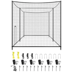 VEVOR Baseball Batting Cage, 35.0 x 10.5 x 10.2 FT Freestanding Portable Batting Cage, Hitting Cages with 45-Ply Knotted HDPE & Long Positioning Ropes, Battings Cages Netting for Indoor Outdoor