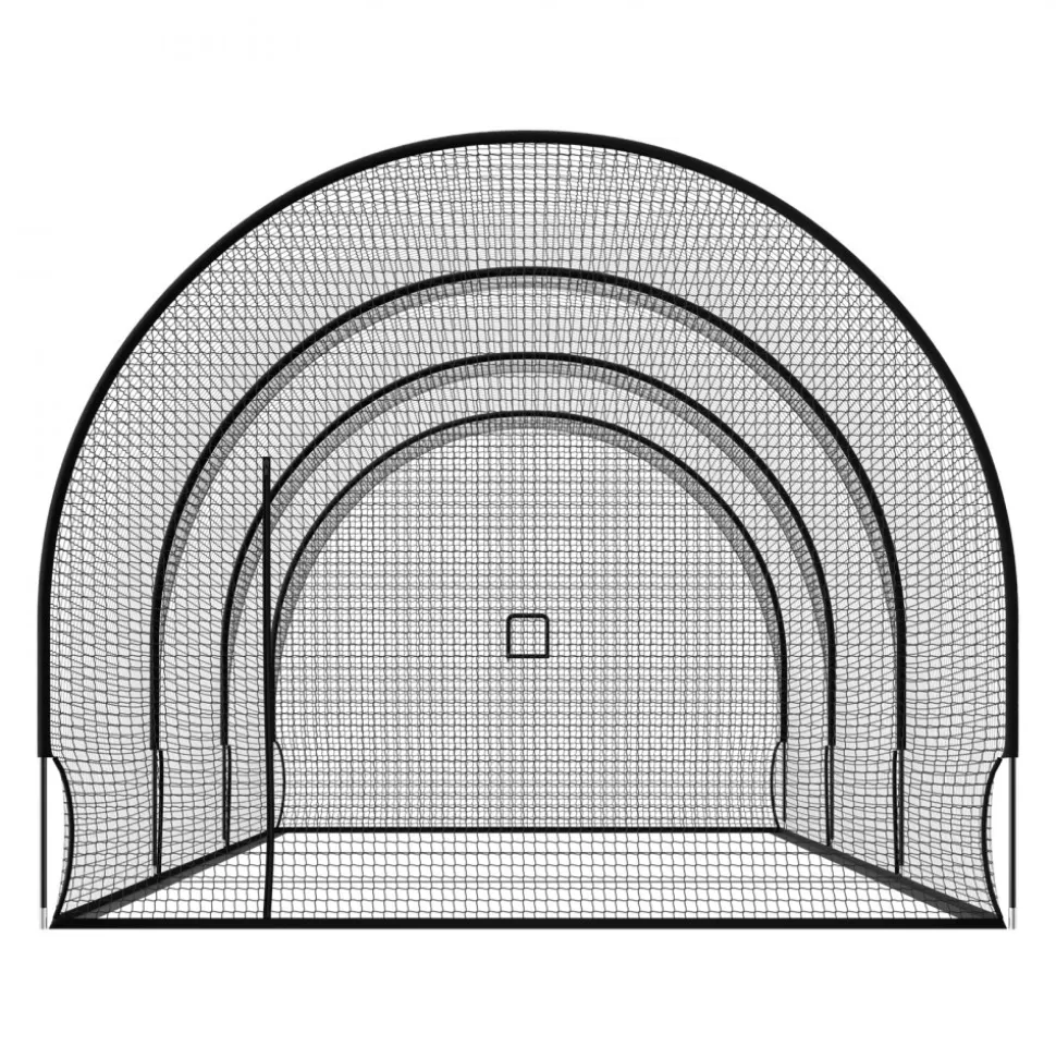 VEVOR Baseball Batting Cage, 33.0 x 12.0 x 9.8 FT Freestanding Portable Batting Cage, Hitting Cages with 4-Ply Knotless Polyester & Pitching Machine Opening, Battings Cages Netting for Indoor Outdoor