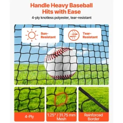 VEVOR Baseball Batting Cage, 33.0 x 12.0 x 9.8 FT Freestanding Portable Batting Cage, Hitting Cages with 4-Ply Knotless Polyester & Pitching Machine Opening, Battings Cages Netting for Indoor Outdoor