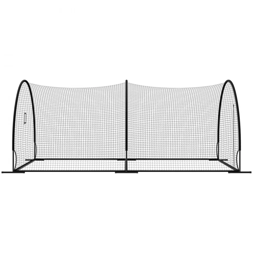 VEVOR Baseball Batting Cage, 19.9 x 12.0 x 8.2 FT Freestanding Portable Batting Cage, Hitting Cages with 30-Ply Knotted HDPE & Pitching Machine Opening, Battings Cages Netting for Indoor Outdoor
