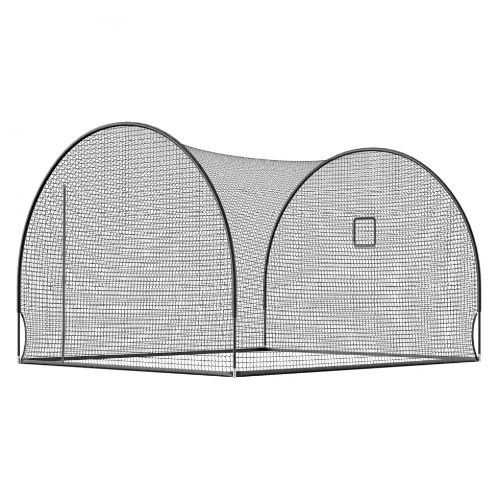VEVOR Baseball Batting Cage, 12.0 x 10.2 x 7.6 FT Freestanding Portable Batting Cage, Hitting Cages with 4-Ply Knotless Polyester & Pitching Machine Opening, Battings Cages Netting for Indoor Outdoor
