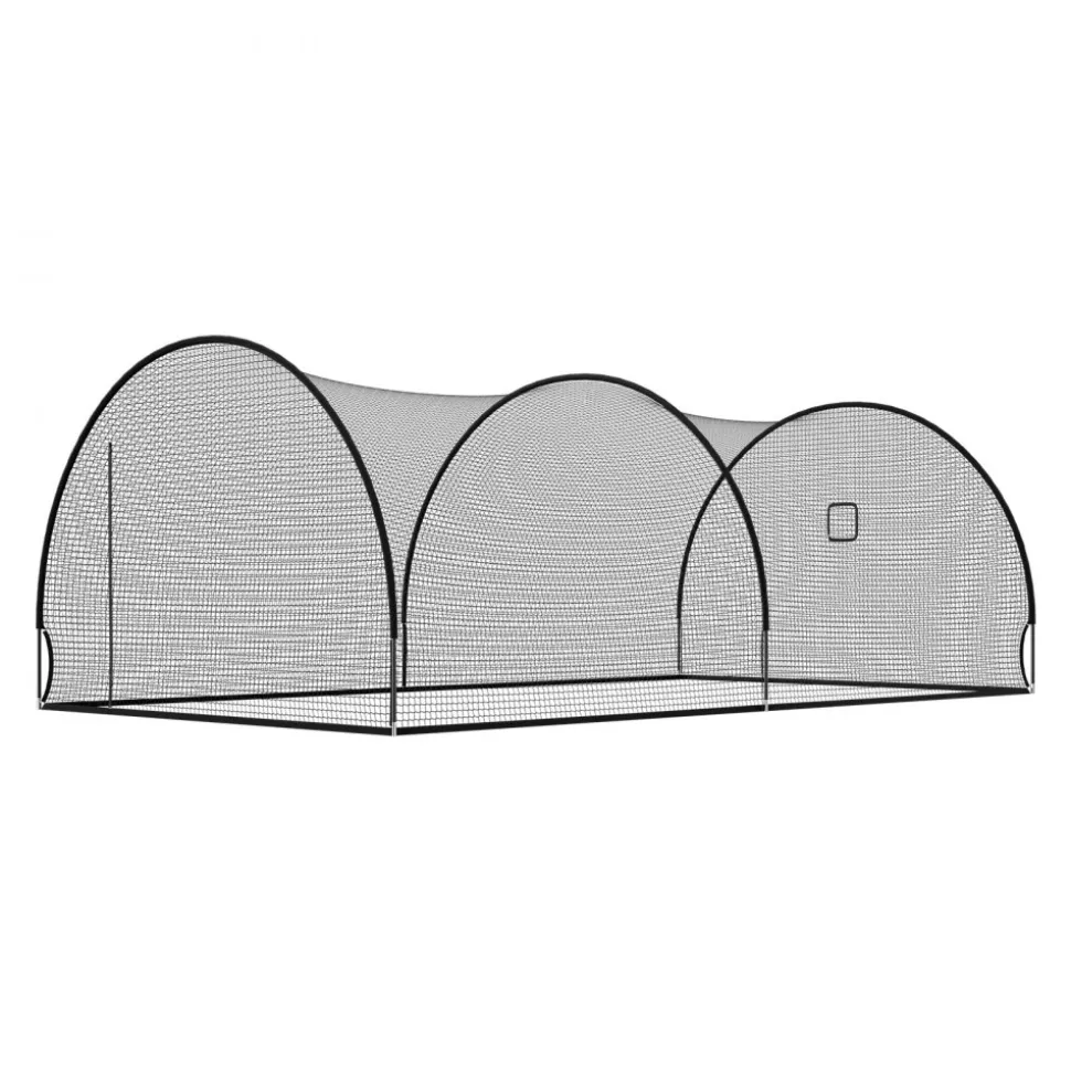 VEVOR Baseball Batting Cage, 22.2 x 12.1 x 7.9 FT Freestanding Portable Batting Cage, Hitting Cages with 4-Ply Knotless Polyester & Pitching Machine Opening, Battings Cages Netting for Indoor Outdoor