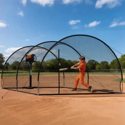 VEVOR Baseball Batting Cage, 22.2 x 12.1 x 7.9 FT Freestanding Portable Batting Cage, Hitting Cages with 4-Ply Knotless Polyester & Pitching Machine Opening, Battings Cages Netting for Indoor Outdoor