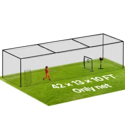 VEVOR Baseball Batting Cage, 41.7 x 12.8 x 10.1 FT Freestanding Portable Batting Cage, Hitting Cages with 30-Ply Knotted HDPE & Carabiner Hooks, Battings Cages Netting for Indoor, Outdoor (NET ONLY)