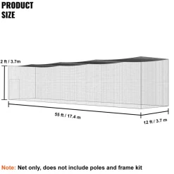 VEVOR Baseball Batting Netting, Professional Softball Baseball Batting Hitting Training Net, Practice Portable Pitching Cage Net with Door & Carry Bag, Heavy Duty Enclosed PE Netting, 55FT (NET ONLY)