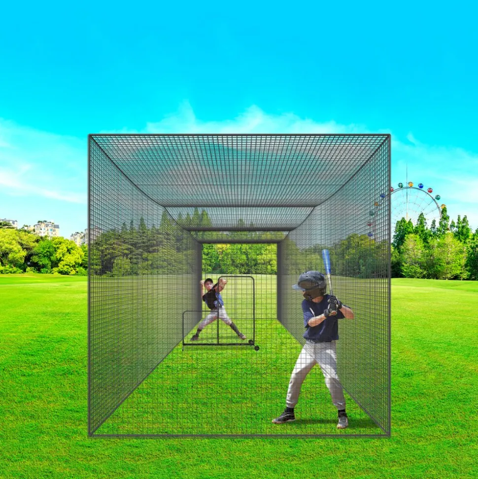 VEVOR Baseball Batting Netting, Professional Softball Baseball Batting Hitting Training Net, Practice Portable Pitching Cage Net with Door & Carry Bag, Heavy Duty Enclosed PE Netting, 35FT (NET ONLY)