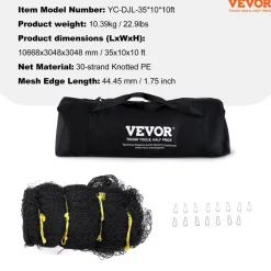 VEVOR Baseball Batting Netting, Professional Softball Baseball Batting Hitting Training Net, Practice Portable Pitching Cage Net with Door & Carry Bag, Heavy Duty Enclosed PE Netting, 35FT (NET ONLY)