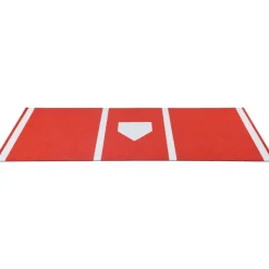 VEVOR Baseball Hitting Mat, 10x3.8 ft Batting Cage Mat, Batters Box Turf Mats, Softball Batting Practice Equipment with Home Plate and Anti Fade Turf, Portable Training Aid for Indoor Outdoor, Red