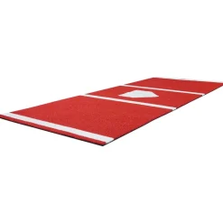 VEVOR Baseball Hitting Mat, 10x3.8 ft Batting Cage Mat, Batters Box Turf Mats, Softball Batting Practice Equipment with Home Plate and Anti Fade Turf, Portable Training Aid for Indoor Outdoor, Red
