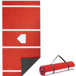 VEVOR Baseball Hitting Mat, 10x3.8 ft Batting Cage Mat, Batters Box Turf Mats, Softball Batting Practice Equipment with Home Plate and Anti Fade Turf, Portable Training Aid for Indoor Outdoor, Red