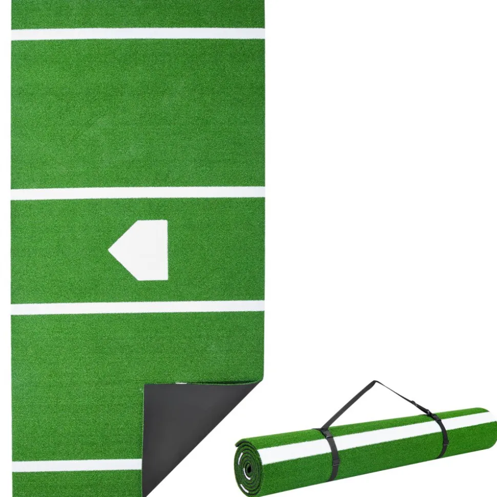 VEVOR Baseball Hitting Mat, 12x6 ft Batting Cage Mat, Batters Box Turf Mats, Softball Batting Practice Equipment with Home Plate and Anti Fade Turf, Portable Training Aid for Indoor Outdoor, Green