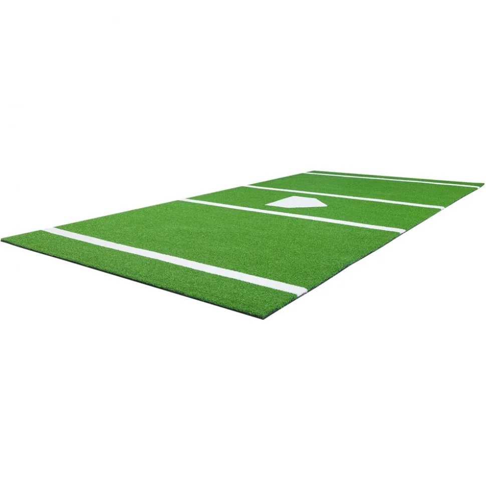 VEVOR Baseball Hitting Mat, 12x6 ft Batting Cage Mat, Batters Box Turf Mats, Softball Batting Practice Equipment with Home Plate and Anti Fade Turf, Portable Training Aid for Indoor Outdoor, Green