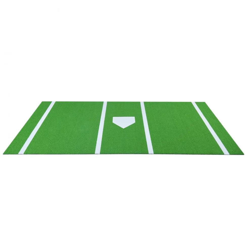 VEVOR Baseball Hitting Mat, 12x6 ft Batting Cage Mat, Batters Box Turf Mats, Softball Batting Practice Equipment with Home Plate and Anti Fade Turf, Portable Training Aid for Indoor Outdoor, Green
