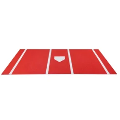 VEVOR Baseball Hitting Mat, 12x6 ft Batting Cage Mat, Batters Box Turf Mats, Softball Batting Practice Equipment with Home Plate and Anti Fade Turf, Portable Training Aid for Indoor Outdoor, Red