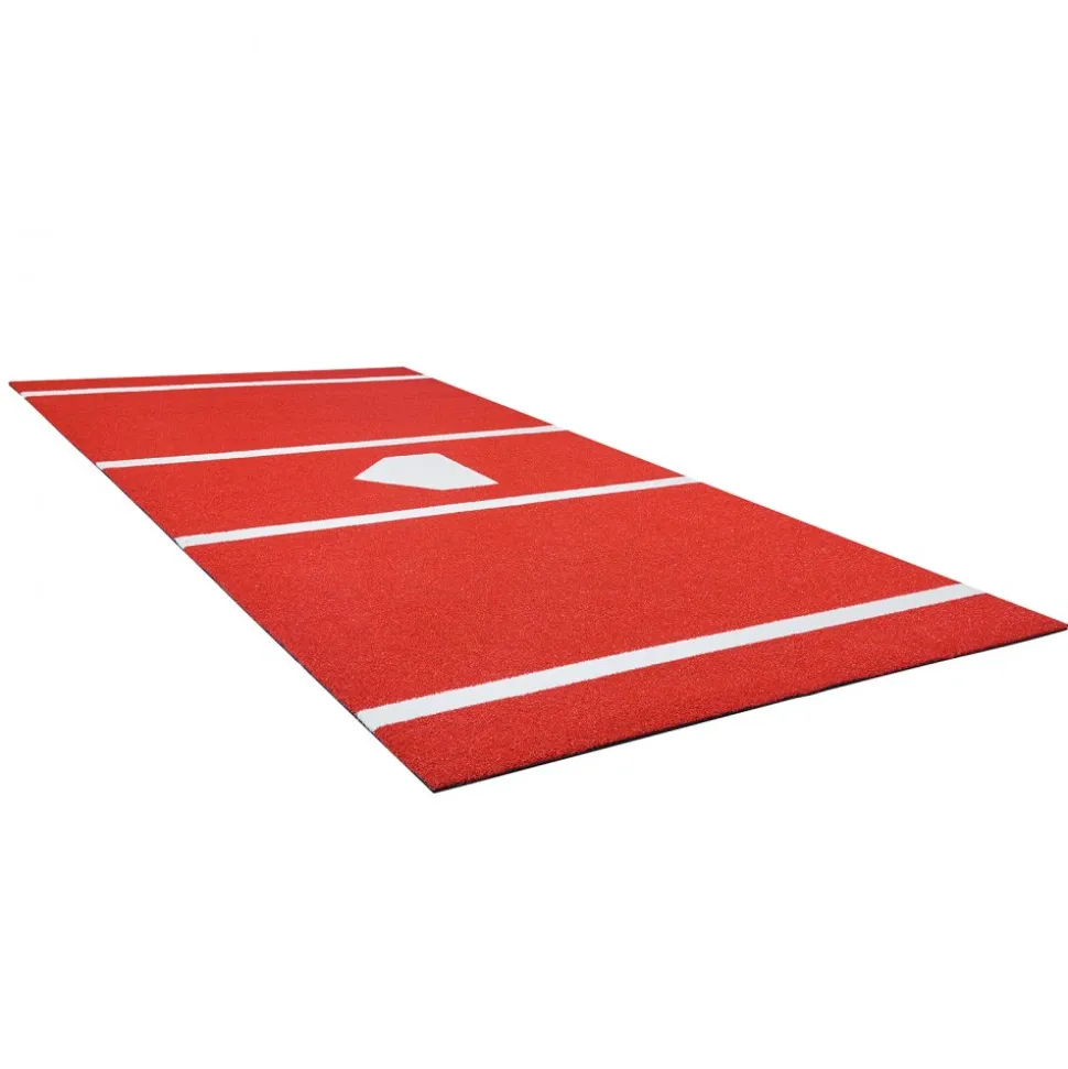 VEVOR Baseball Hitting Mat, 12x6 ft Batting Cage Mat, Batters Box Turf Mats, Softball Batting Practice Equipment with Home Plate and Anti Fade Turf, Portable Training Aid for Indoor Outdoor, Red
