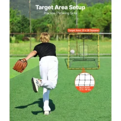 VEVOR Baseball Softball Rebounder Net 4 x 4.5 ft Pitch Back Trainer Target, 4 Adjustable Angles with Strike Zone, Steel Frame, Bounce Back Net for Pitching & Fielding Training, Return Practice