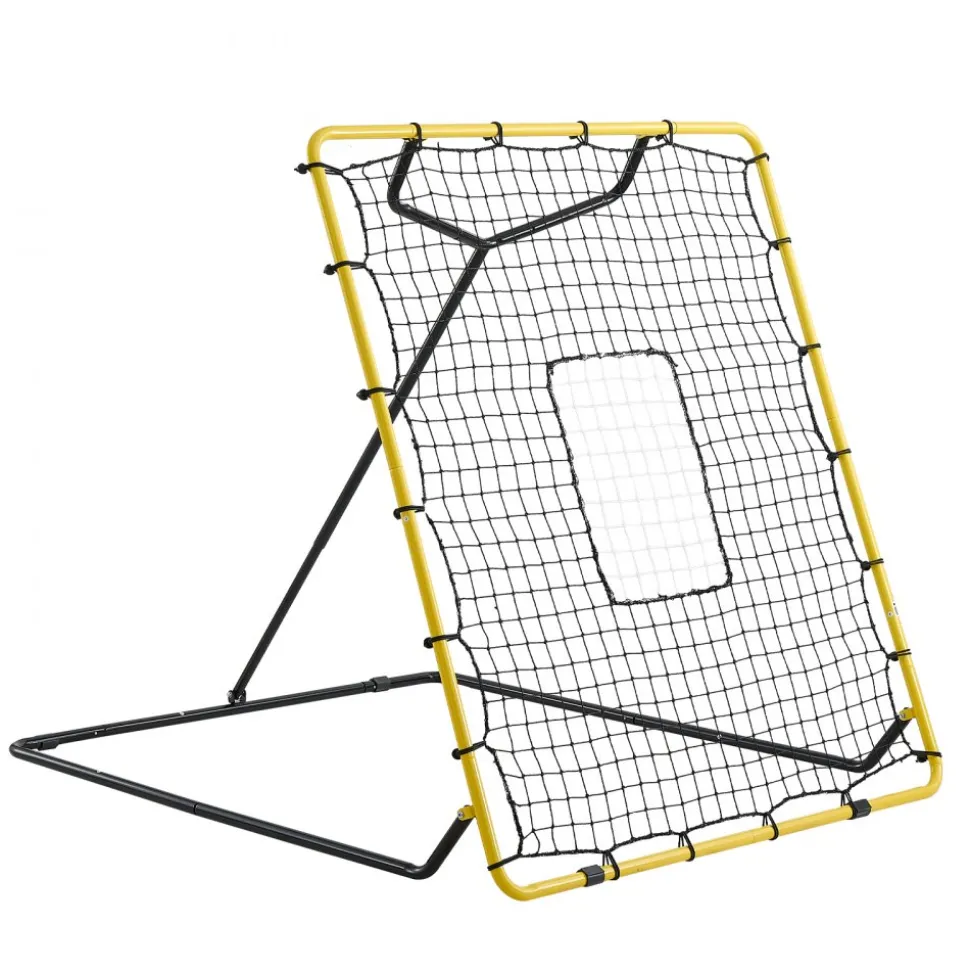 VEVOR Baseball Softball Rebounder Net 4 x 4.5 ft Pitch Back Trainer Target, 4 Adjustable Angles with Strike Zone, Steel Frame, Bounce Back Net for Pitching & Fielding Training, Return Practice