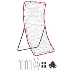 VEVOR Baseball Softball Rebounder Net 4 x 5.5 ft Pitch Back Trainer, 5 Adjustable Angles, Heavy-duty Steel Frame, All Angle Bounce Back Net for Pitching & Fielding Training Aid, Return Practice