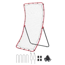 VEVOR Baseball Softball Rebounder Net 4 x 5.5 ft Pitch Back Trainer, 5 Adjustable Angles, Heavy-duty Steel Frame, All Angle Bounce Back Net for Pitching & Fielding Training Aid, Return Practice