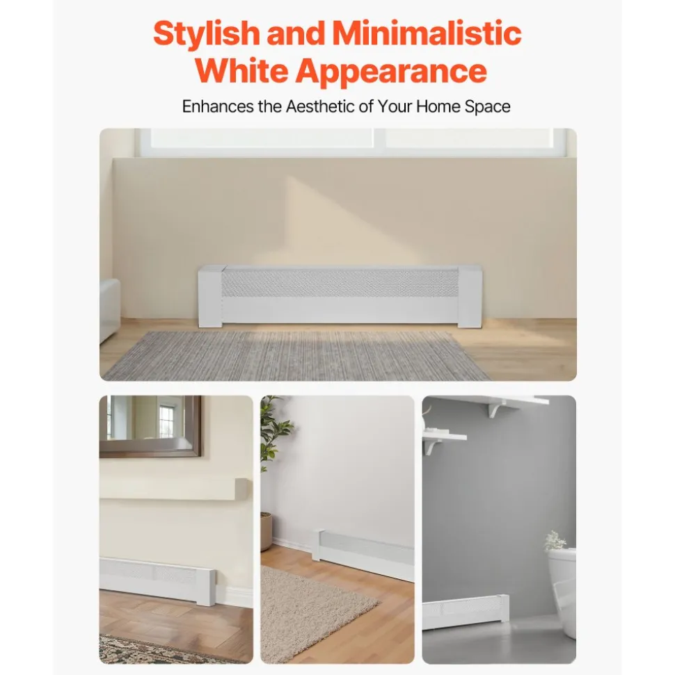 VEVOR Baseboard Heater Covers, Basic Series 3 ft Standard Electric Heating Unit Front Cover for Home Improvement, Heavy-duty Steel, Easy Installation for Bedroom Replacing Old Cover, White
