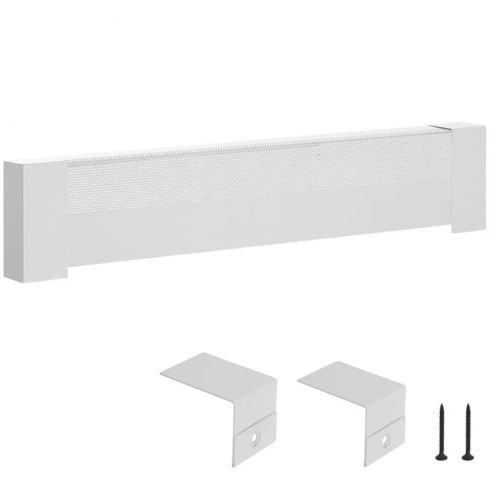 VEVOR Baseboard Heater Covers, Basic Series 3 ft Standard Electric Heating Unit Front Cover for Home Improvement, Heavy-duty Steel, Easy Installation for Bedroom Replacing Old Cover, White