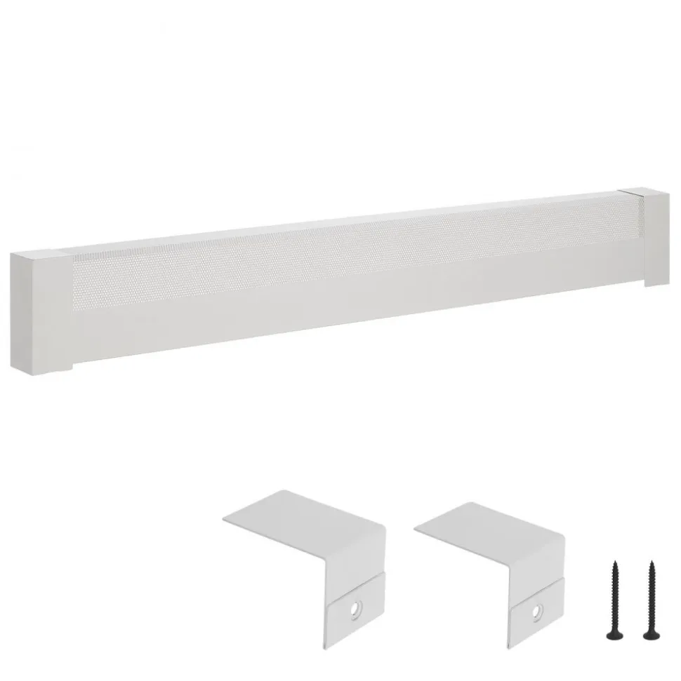VEVOR Baseboard Heater Covers, Basic Series 5 ft Standard Electric Heating Unit Front Cover for Home Improvement, Heavy-duty Steel, Easy Installation for Bedroom Replacing Old Cover, White