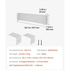 VEVOR Baseboard Heater Covers, Premium Series 3 ft Standard Electric Heating Unit Front Cover for Home Improvement, Heavy-duty Steel, Easy Installation for Bedroom Replacing Old Cover, White