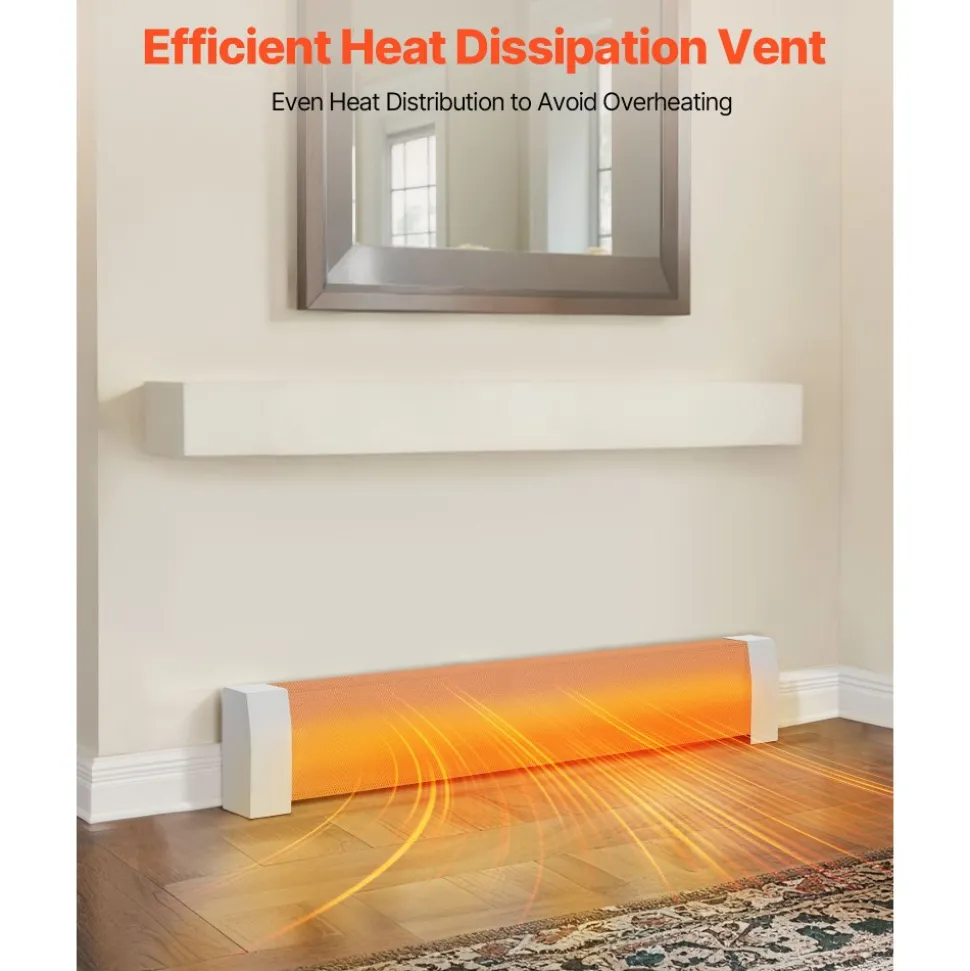 VEVOR Baseboard Heater Covers, Basic Series 6 ft Standard Electric Heating Unit Front Cover for Home Improvement, Heavy-duty Steel, Easy Installation for Bedroom Replacing Old Cover, White
