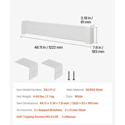 VEVOR Baseboard Heater Covers, Basic Series 6 ft Standard Electric Heating Unit Front Cover for Home Improvement, Heavy-duty Steel, Easy Installation for Bedroom Replacing Old Cover, White