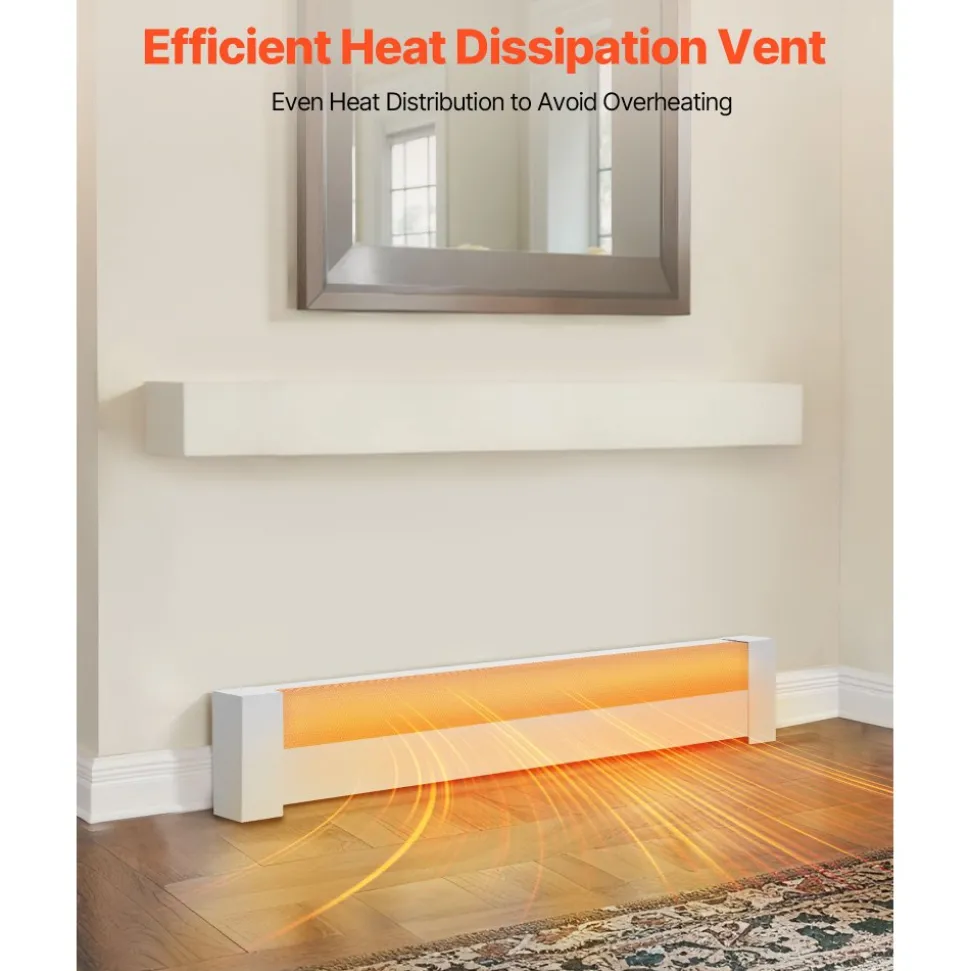 VEVOR Baseboard Heater Covers, Basic Series 4 ft Standard Electric Heating Unit Front Cover for Home Improvement, Heavy-duty Steel, Easy Installation for Bedroom Replacing Old Cover, White