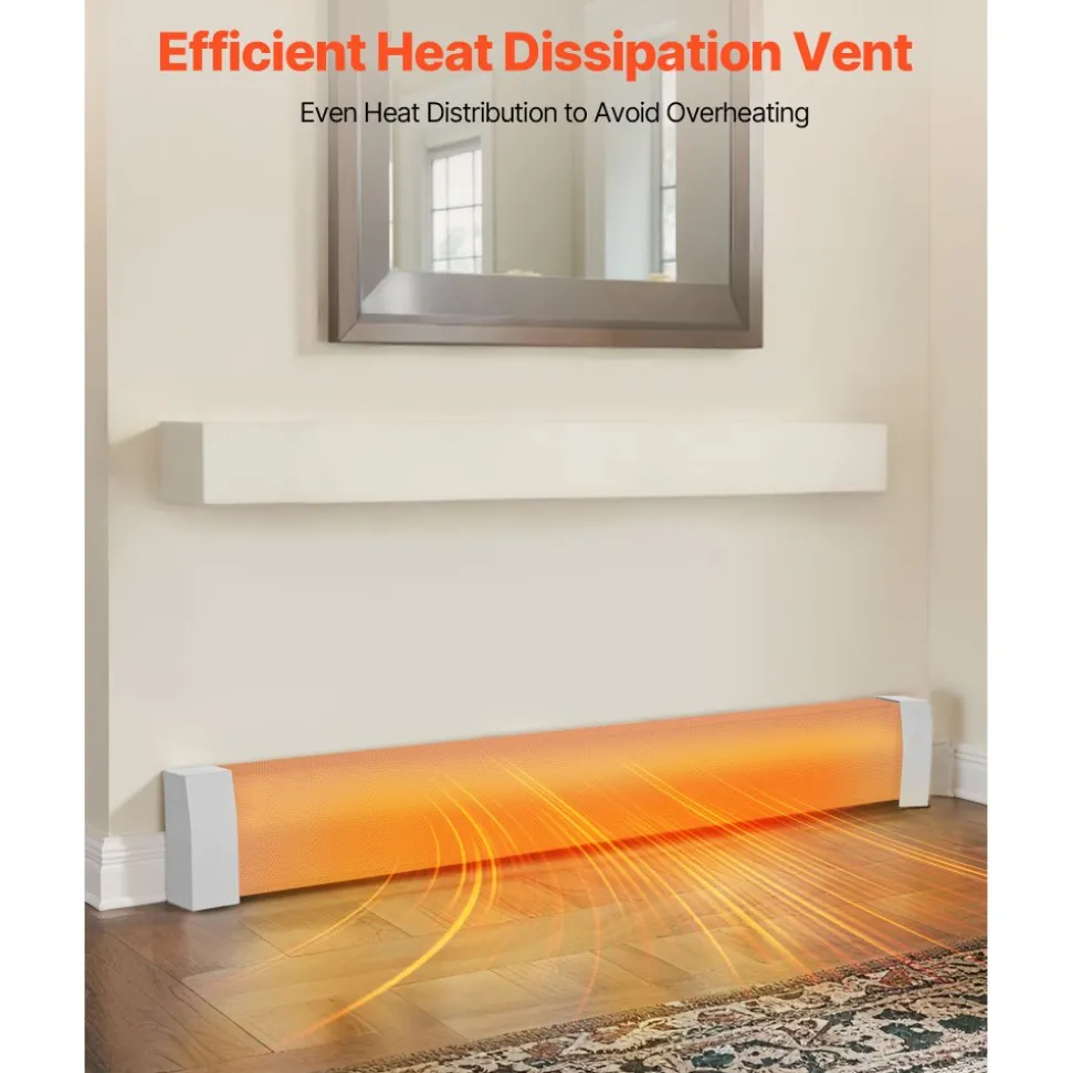 VEVOR Baseboard Heater Covers, Premium Series 5 ft Standard Electric Heating Unit Front Cover for Home Improvement, Heavy-duty Steel, Easy Installation for Bedroom Replacing Old Cover, White